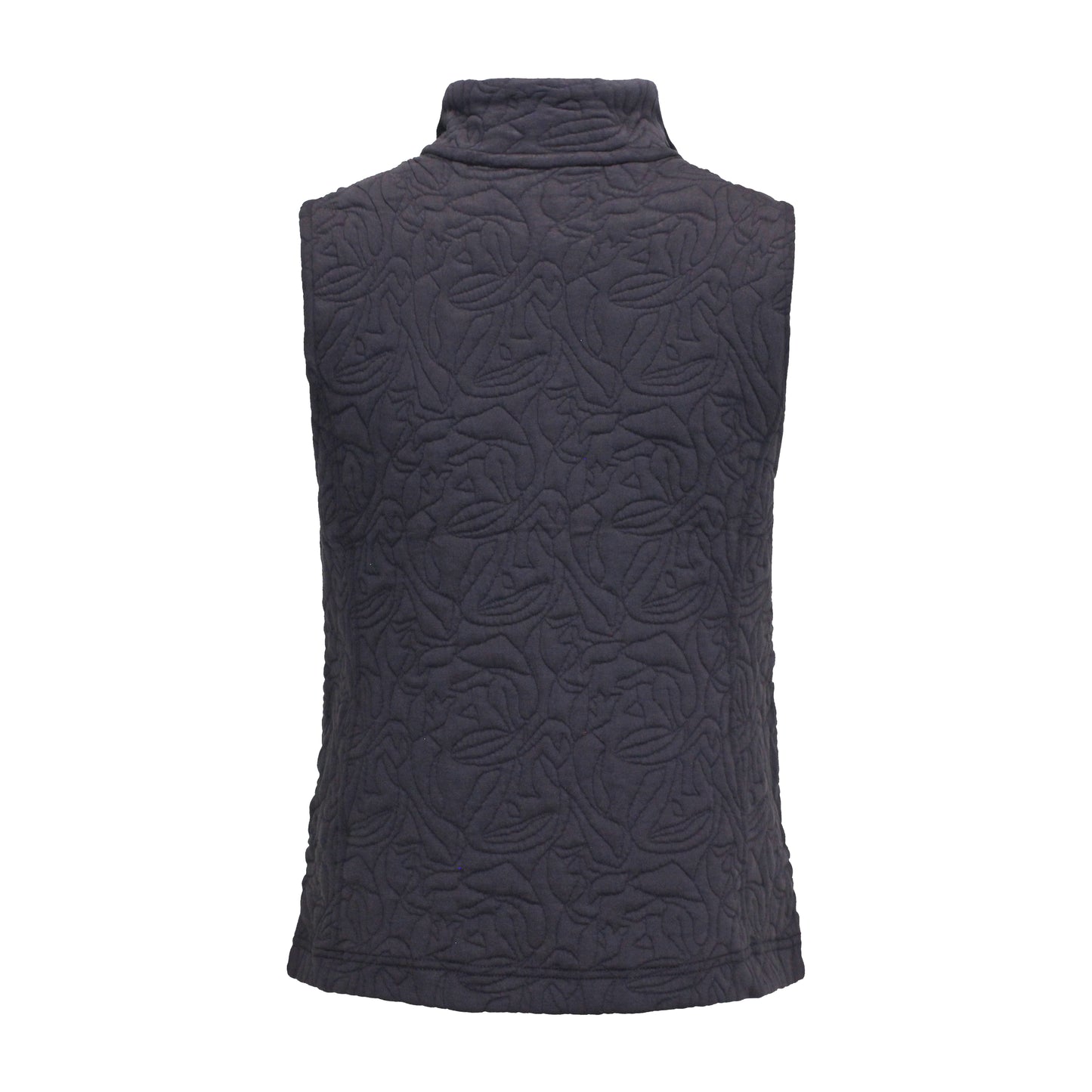 Achterzijde van Bodywarmer Isa in marineblauw, met comfortabele pasvorm en subtiele details.