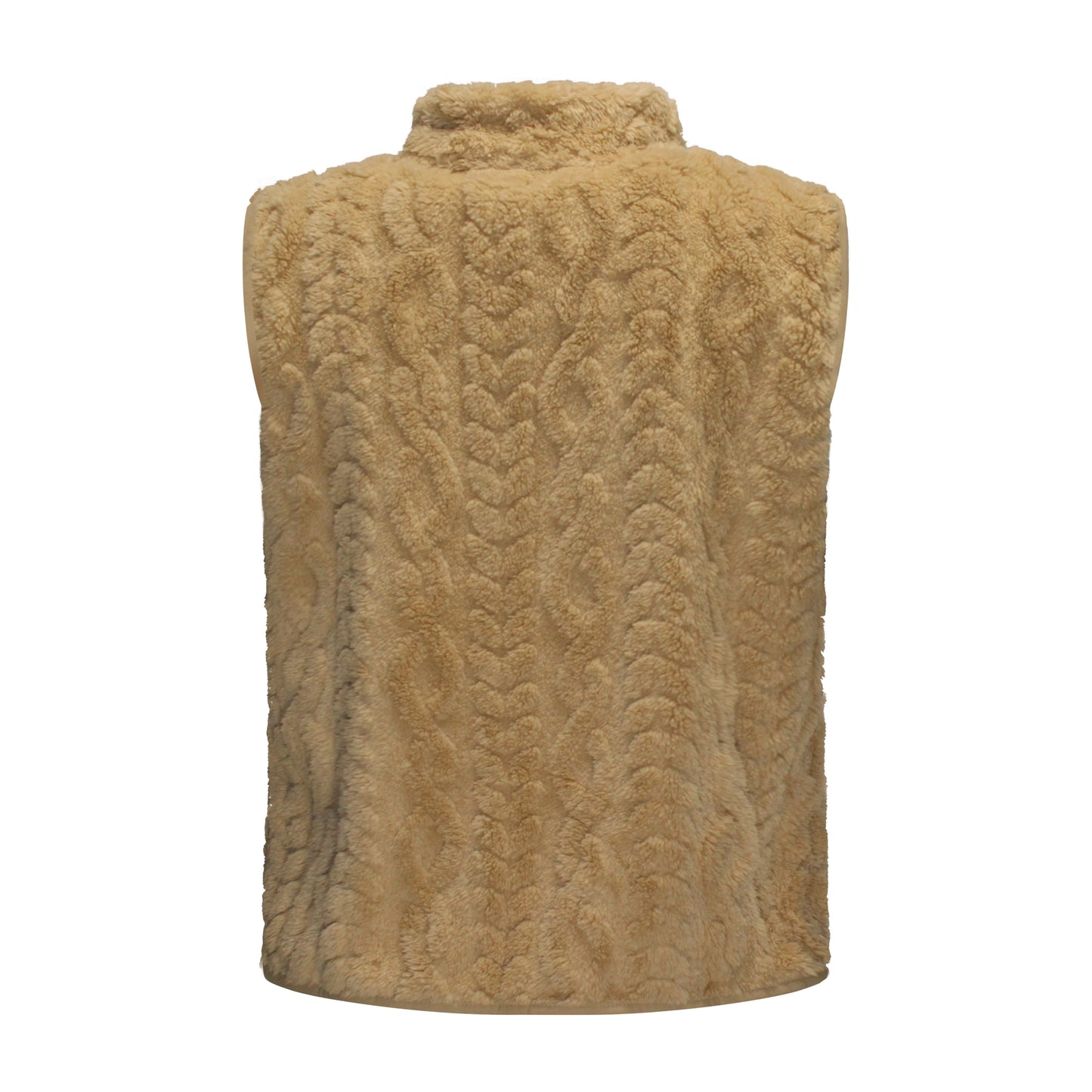 M.X.O Bodywarmer Maud achterzijde beige – Achterzijde van M.X.O Bodywarmer Maud in beige met licht gewatteerde stof.