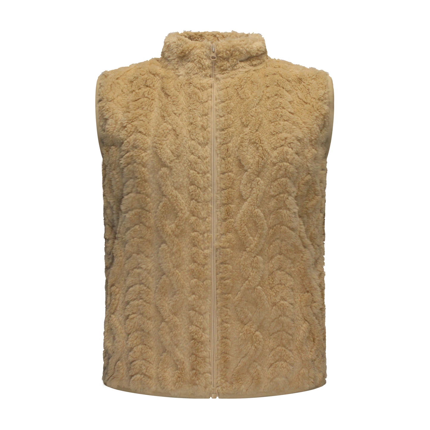 M.X.O Bodywarmer Maud voorzijde beige – Voorzijde van M.X.O Bodywarmer Maud met rits en steekzakken in beige.