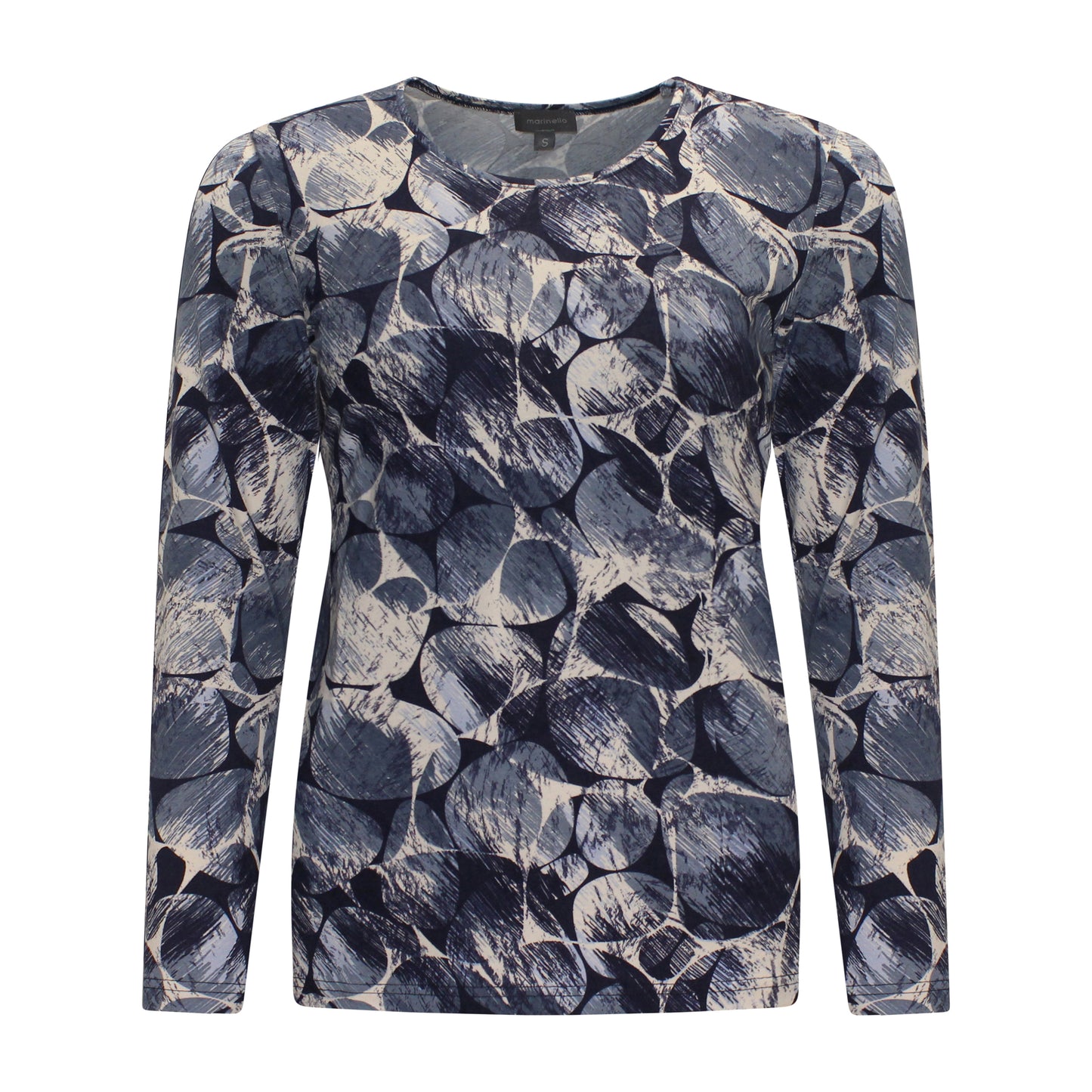 Voorzijde van Marinello T-shirt Mare met rechte rug en soepele stof in het blauw.