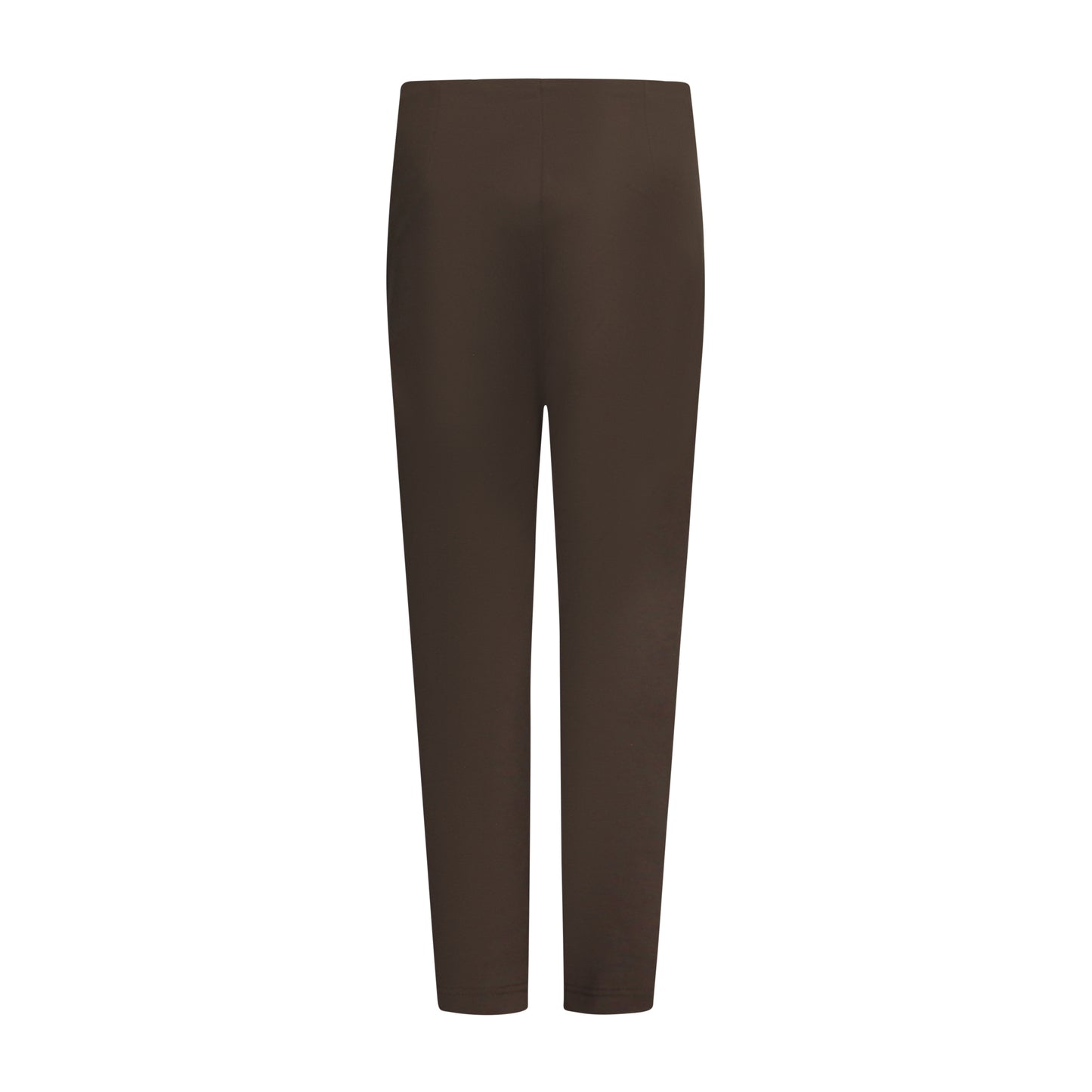 Achterzijde van Sensia Pantalon Penny in taupe, korte lengte met comfortabele pasvorm.