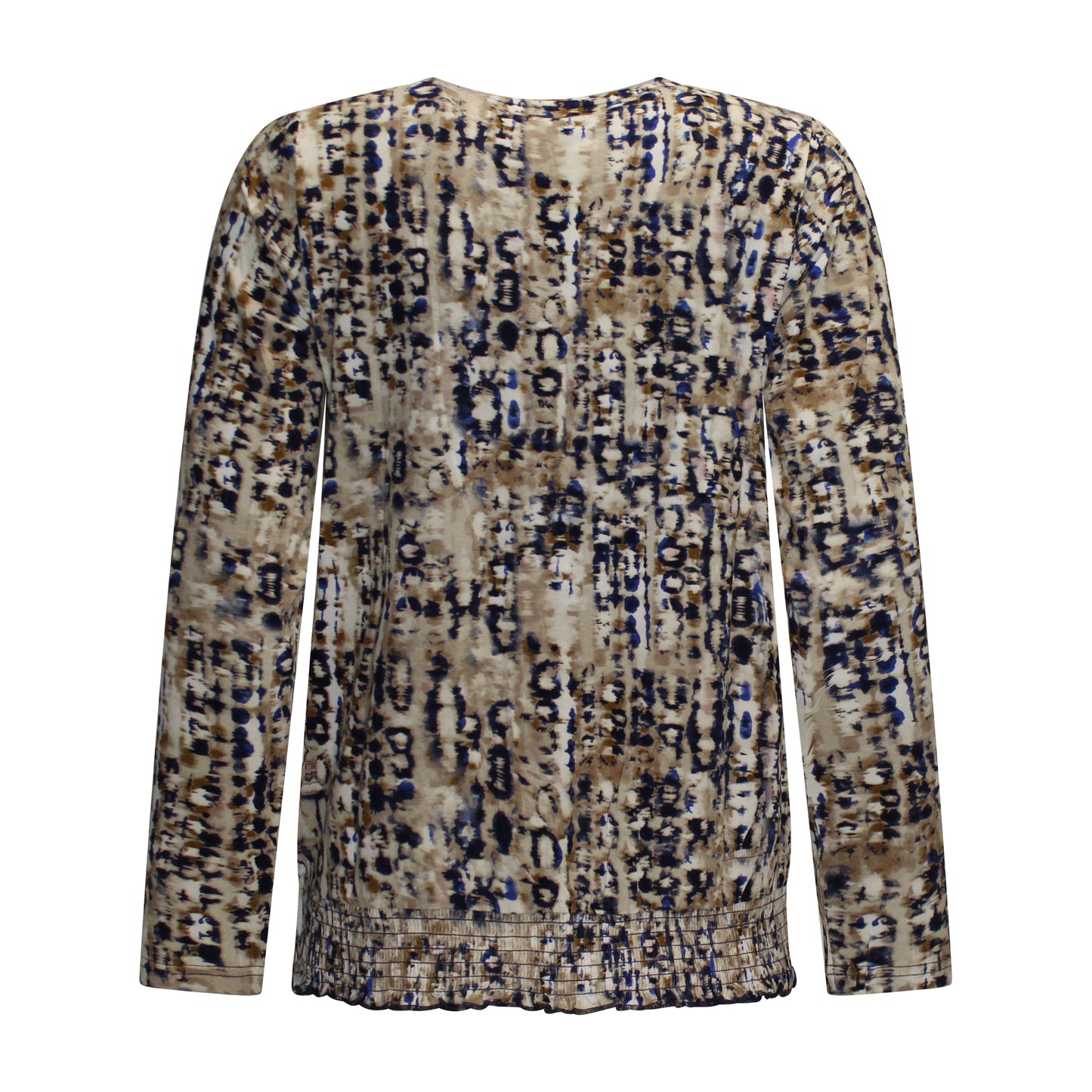 Achterzijde van Signature Blouson Carola met ronde hals, lange mouwen en elastische band onderaan.
