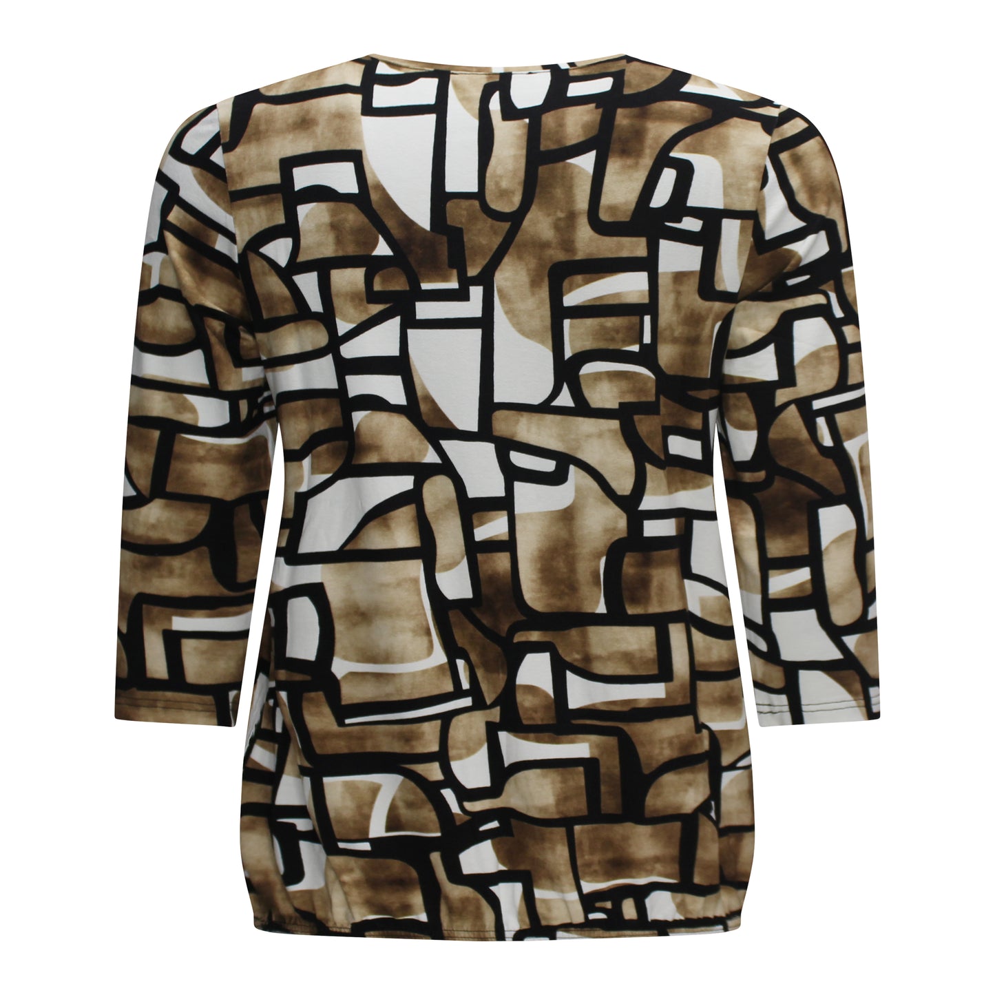 Achterzijde van de Sunday Blouson Aafke met beige basis en bruine printdetails.