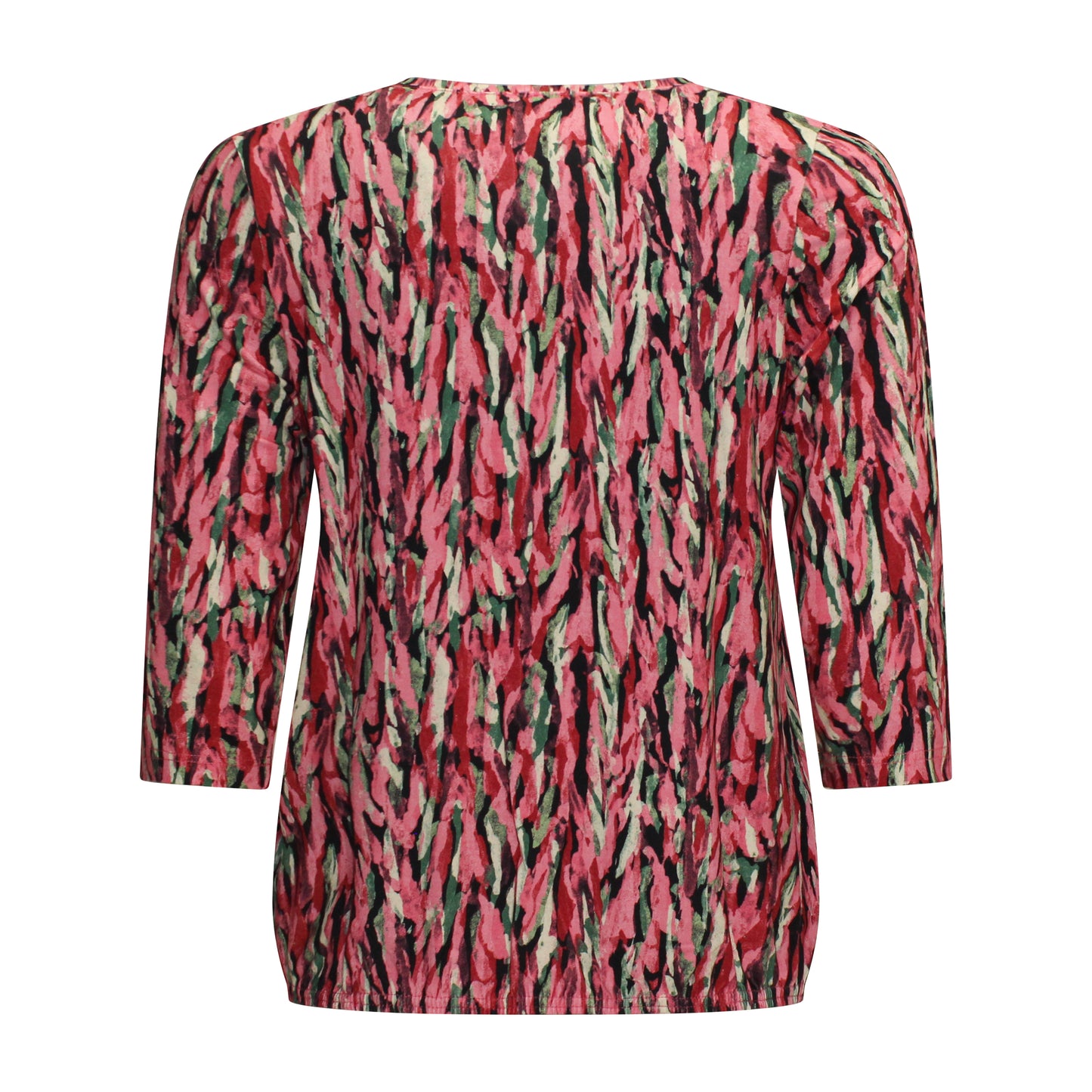 Achterzijde van Sunday Blouson Maris met driekwart mouwen en ronde hals in het roze.