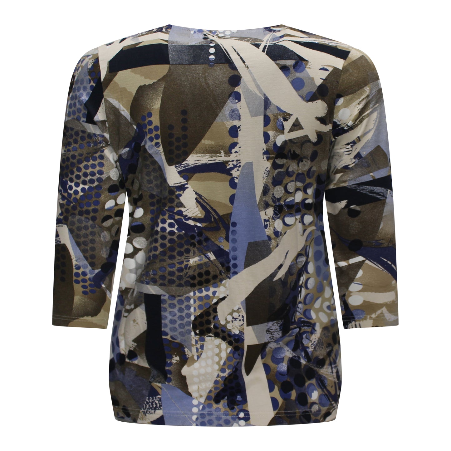 Achterzijde van het Sunday T-shirt Bo met subtiele print en rechte zoom.