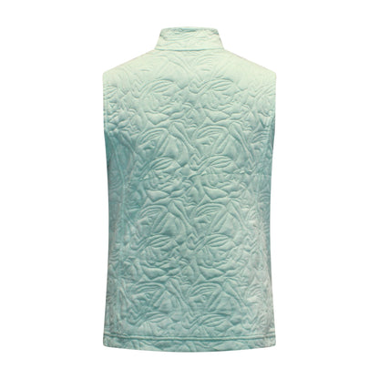 Achterzijde van Bodywarmer Isa in het groen, met comfortabele pasvorm en subtiele details.