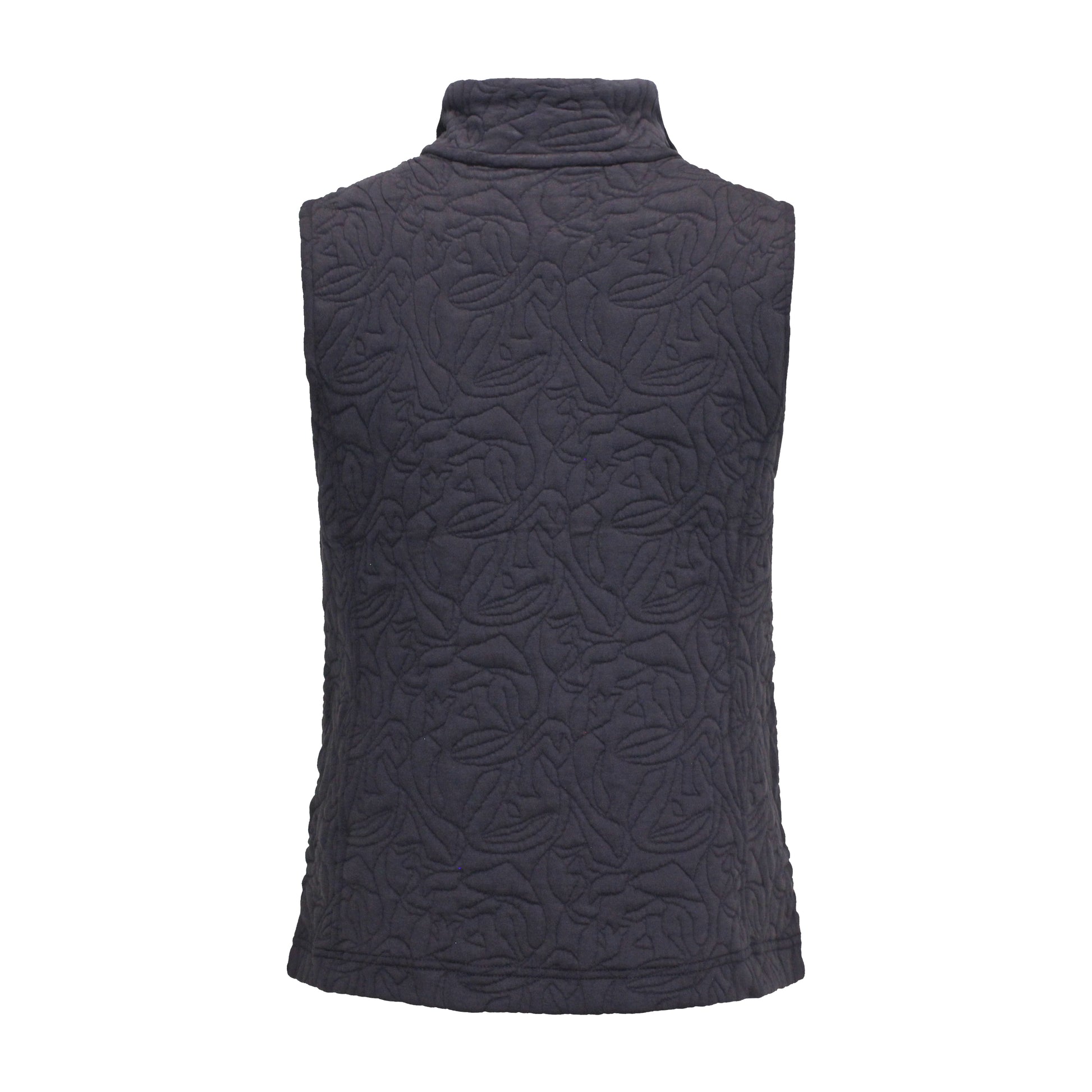 Achterzijde van Bodywarmer Isa in marineblauw, met comfortabele pasvorm en subtiele details.