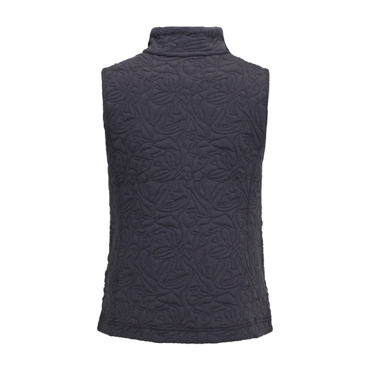 Achterzijde van Bodywarmer Isa in marineblauw, met comfortabele pasvorm en subtiele details.