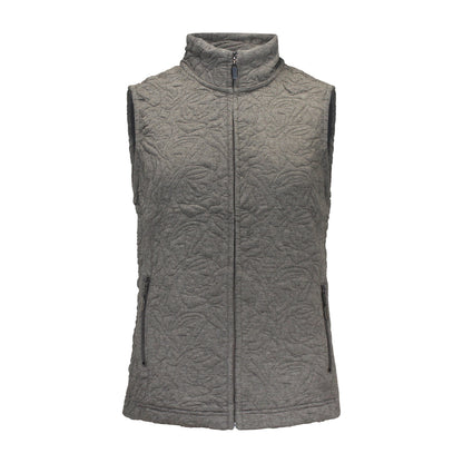 Voorzijde van Bodywarmer Isa in grijs, met rits en zachte steekzakken, perfect voor een casual najaarsoutfit.