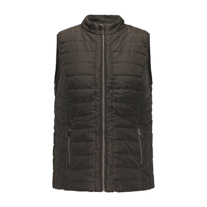 Voorzijde van Brandtex bodywarmer Nadine in zwart met zakken voorzien van rits.