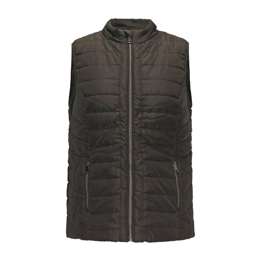 Voorzijde van Brandtex bodywarmer Nadine in zwart met zakken voorzien van rits.
