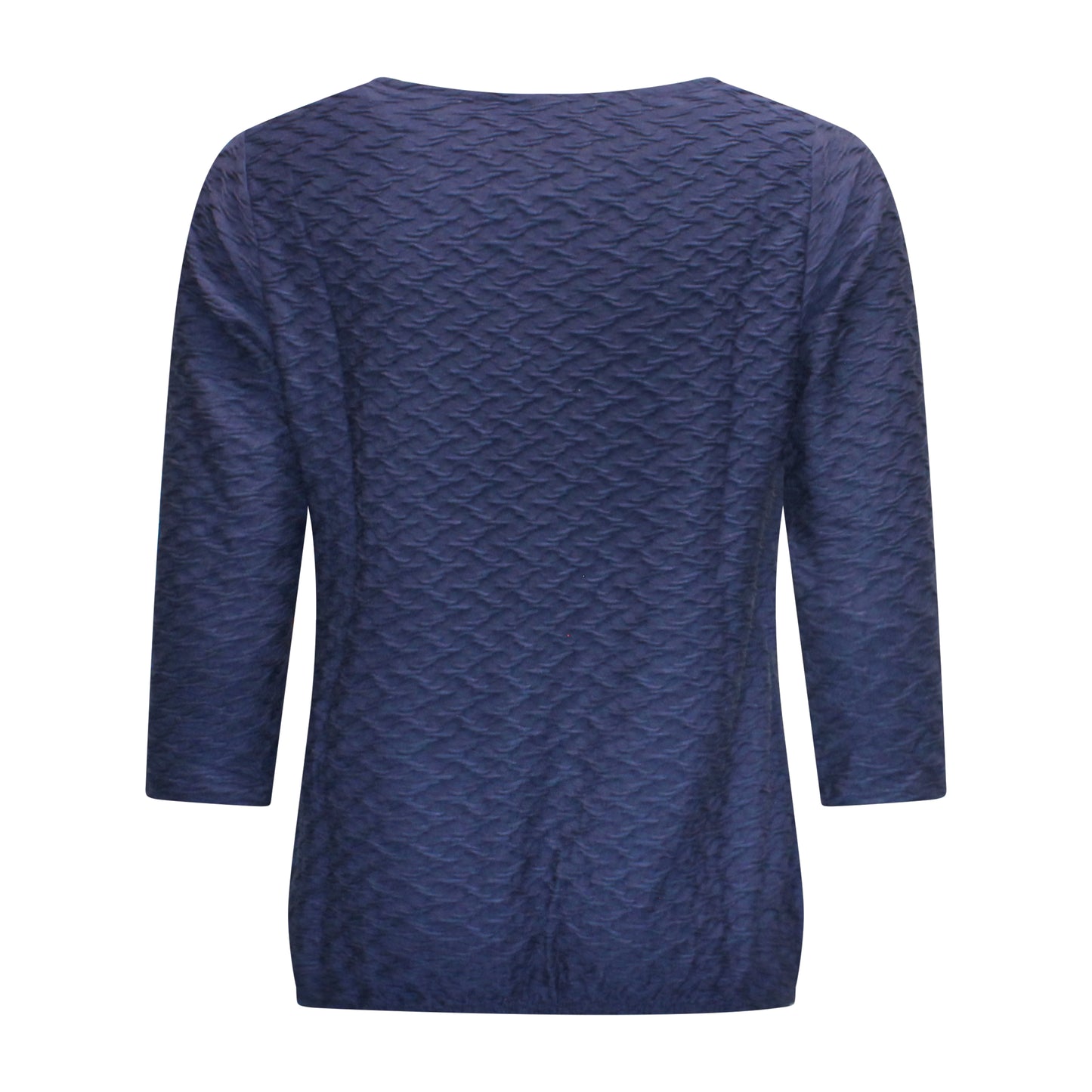 Achterzijde van Brandtex T-shirt Luna met driekwart mouwen en subtiel motiefje in marine.