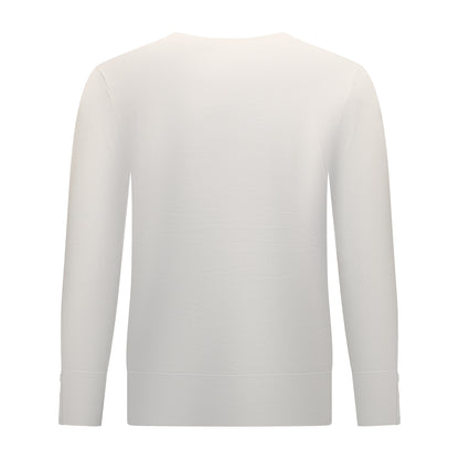 Achterzijde van Brandtex Trui Renske met ronde hals, lange mouwen en boord in off-white.