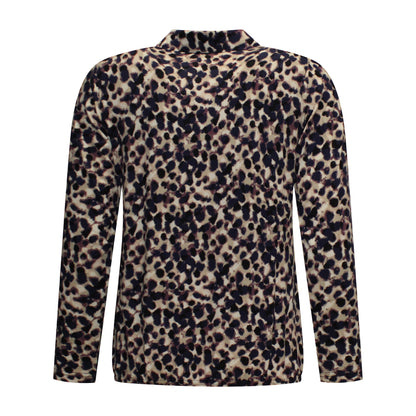 Achterzijde van Lady Style Blouson Annelies met lange mouwen en elastische onderkant in paarse kleur.