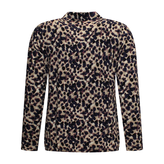 Achterzijde van Lady Style Blouson Annelies met lange mouwen en elastische onderkant in paarse kleur.