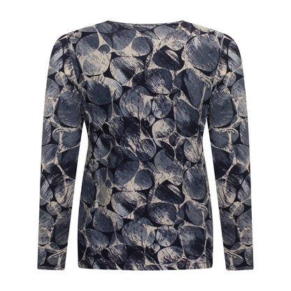Achterzijde van Marinello T-shirt Mare met rechte rug en soepele stof in het blauw.