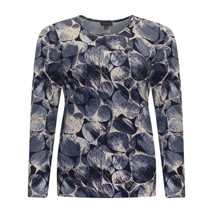 Voorzijde van Marinello T-shirt Mare met rechte rug en soepele stof in het blauw.