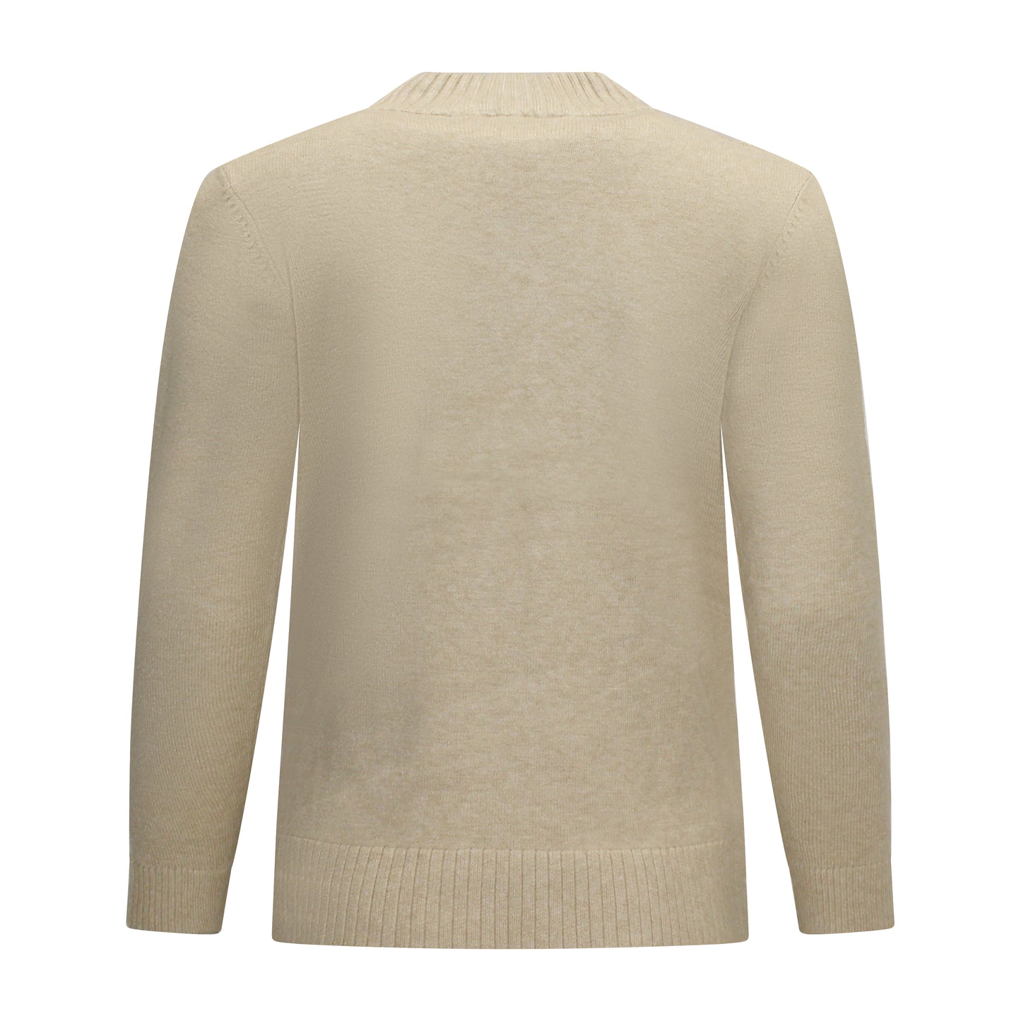 Achterzijde van Navigazione trui Linde in beige, met rechte pasvorm en splitjes aan de zijkanten.