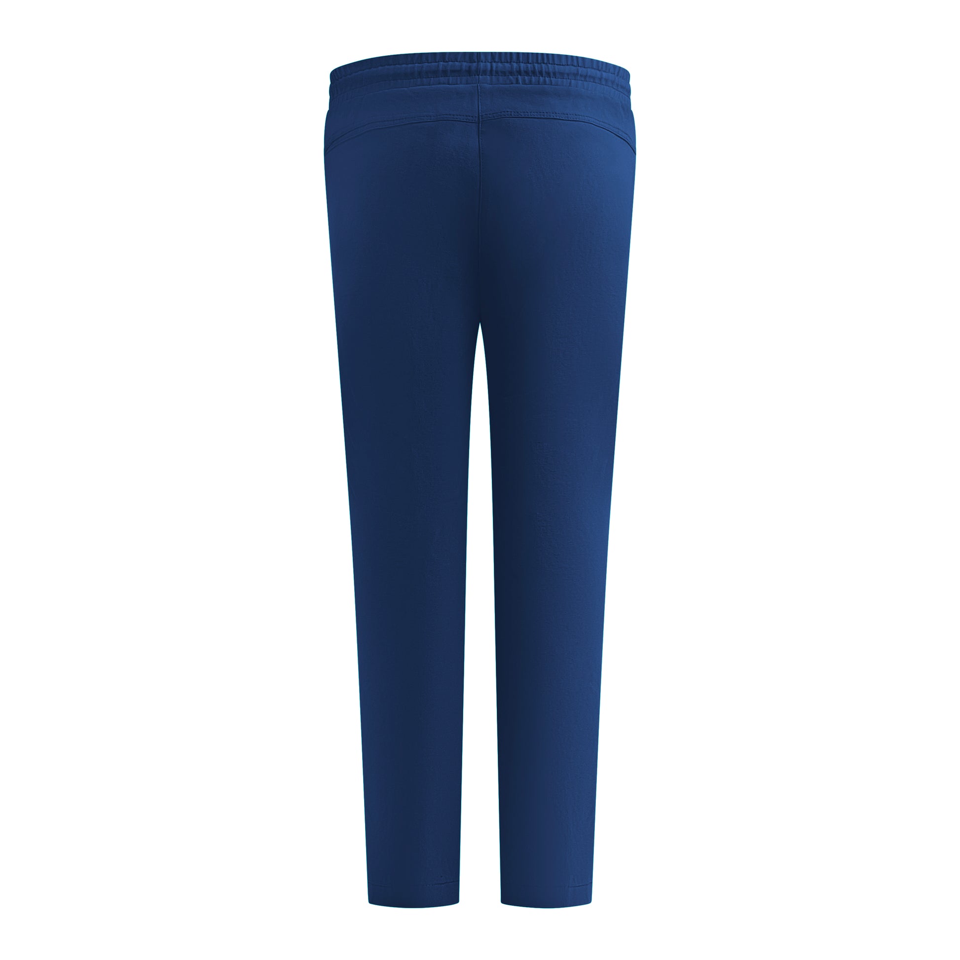 Achterzijde van Sensia Pantalon Peggy in marine, korte lengte, winterkwaliteit, met elastische band en zakken.