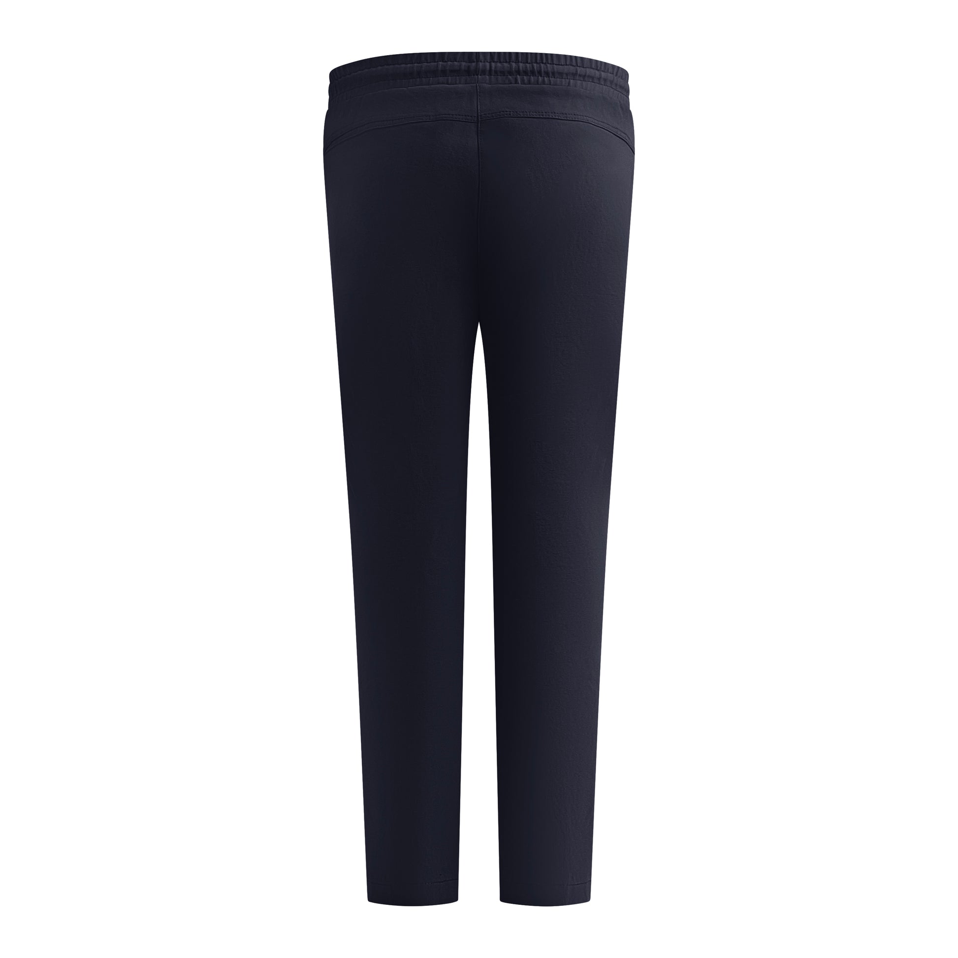 Achterzijde van Sensia Pantalon Peggy in zwart, korte lengte, winterkwaliteit, met elastische band en zakken.