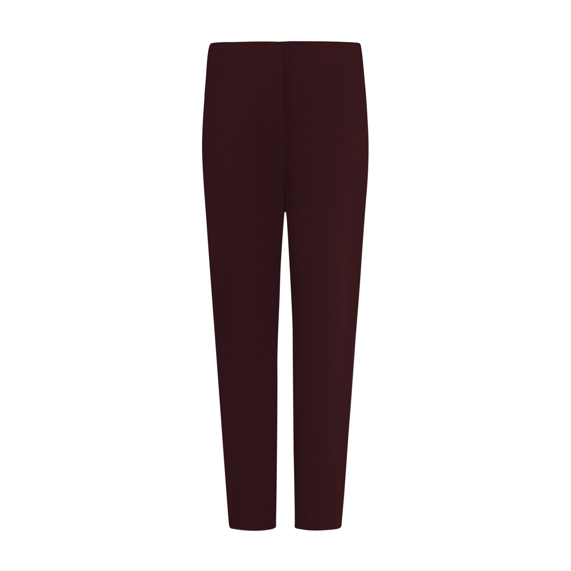 Achterzijde van Sensia Pantalon Penny in bordeaux rood, korte lengte met comfortabele pasvorm.