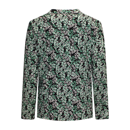 Achterzijde van Sensia Twinset Jolien in groen, tweedelige set met vest en bijpassend shirtje.