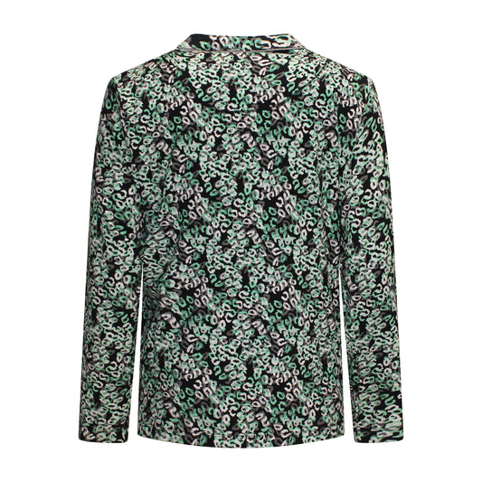 Achterzijde van Sensia Twinset Jolien in groen, tweedelige set met vest en bijpassend shirtje.