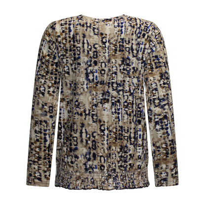 Achterzijde van Signature Blouson Carola met ronde hals, lange mouwen en elastische band onderaan.