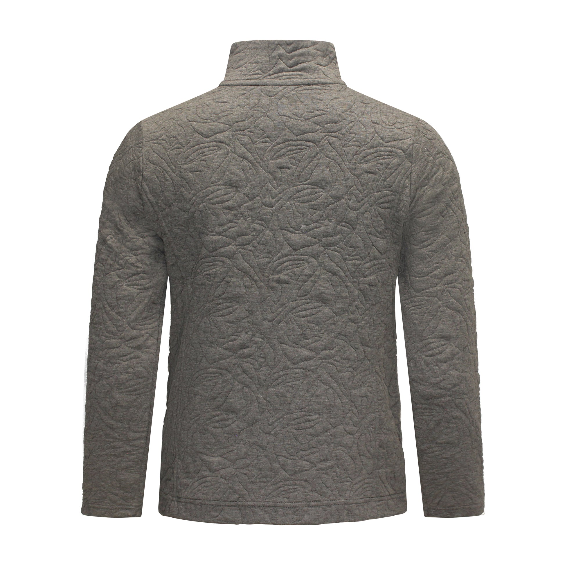Achterzijde Signature vest Isa grijs met lange mouwen, ritszakken en hoge sluiting.