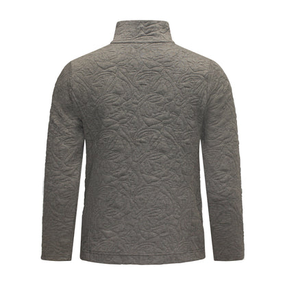 Achterzijde Signature vest Isa grijs met lange mouwen, ritszakken en hoge sluiting.